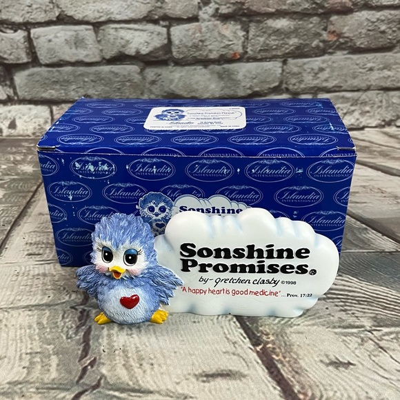 Sonshine Promise Bird Plaque A Happy Heart Is Good Medicine Gretchen Clasby 1998 - Picture 13 of 13